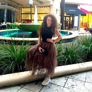 Elegant Brown Layered Tulle Skirt